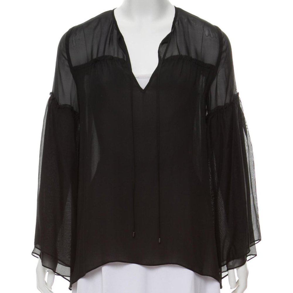 HAUTE HIPPIE Silk and sheer Ruffled Blouse